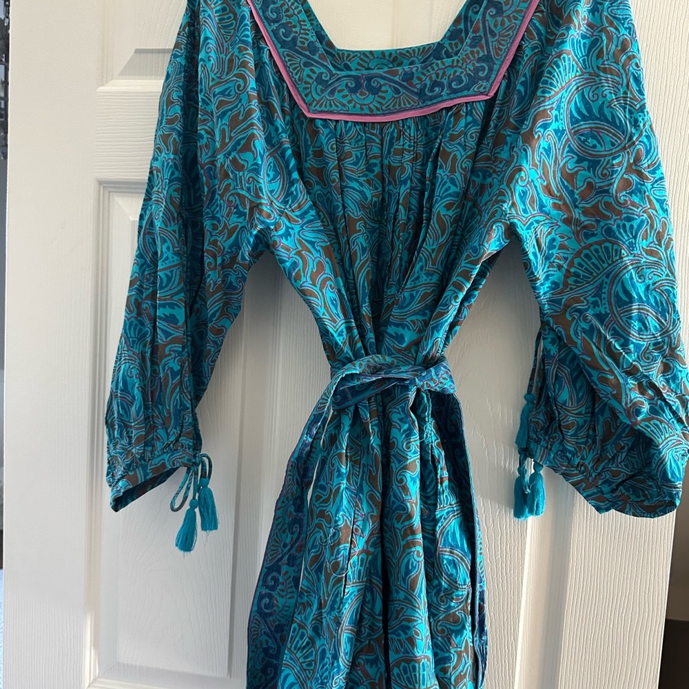 Bohemian Blue and Brown Dress - Cleobella - Picture 2 of 4